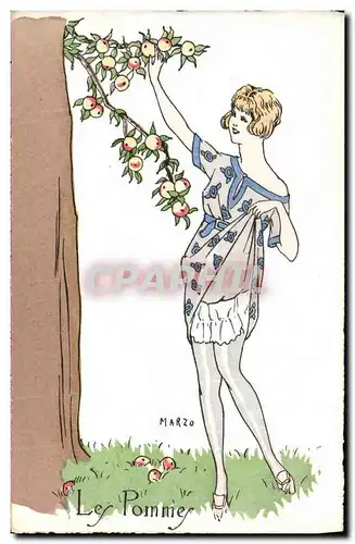 Cartes postales Fantaisie Illustrateur Marzo Femme Les pommiers