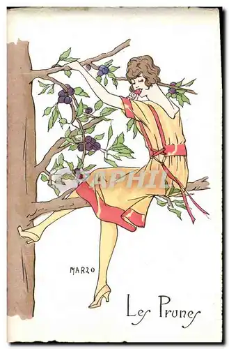 Cartes postales Fantaisie Illustrateur Marzo Femme Les prunes