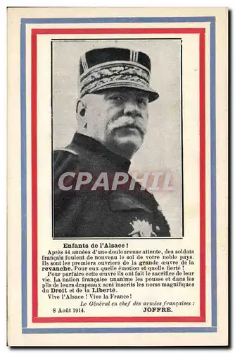 Cartes postales Militaria Joffre Enfants de l&#39Alsace !