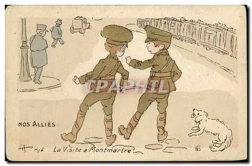 Ansichtskarte AK Militaria Nos allies La visite a Montmartre Chien Enfants