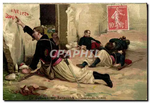 Ansichtskarte AK Militaria Zouaves Le dernier du bataillon Jules Monge