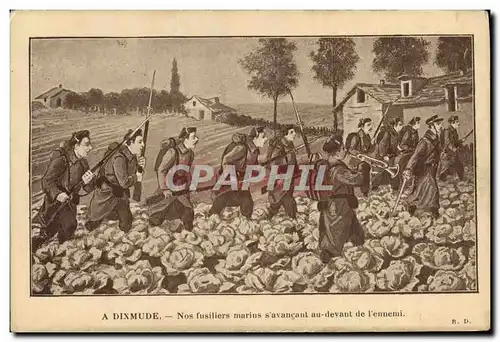 Cartes postales Militaria A Dixmude Nos fusilliers marins s&#39avancent au devant de l&#39ennemi