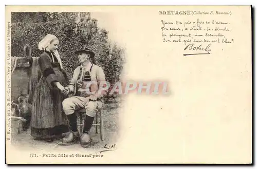 Cartes postales Folklore Botrel Petite fille et grand pere