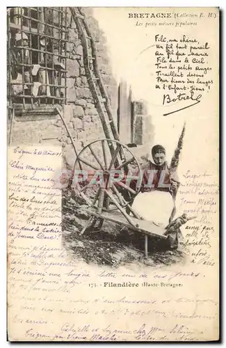 Cartes postales Folklore Bretagne Les petits metiers populaires Filandiere