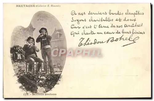 Cartes postales Folklore Binious Bretons Botrel