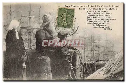 Cartes postales Folklore Les chansons de Botrel illustrees Goelands et Goelette Marin