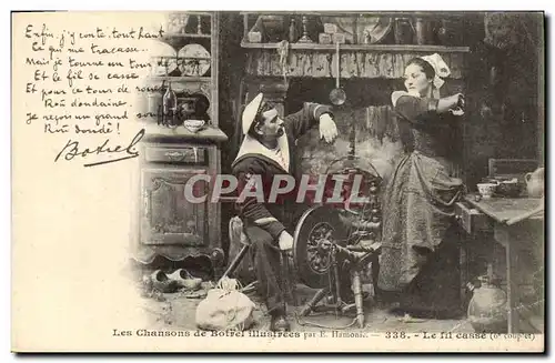 Cartes postales Folklore Les chansons de Botrel illustrees Le fil casse Marin