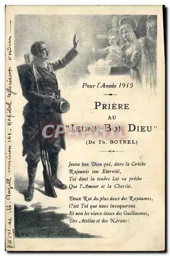 Ansichtskarte AK Folklore Priere au Jeuen Bon Dieu Militaria