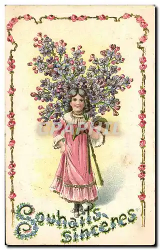 Cartes postales Fantaisie Fleurs Enfant