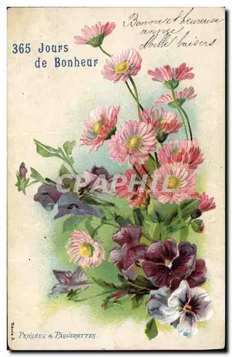 Cartes postales Fantaisie Fleurs Pensees et paquerettes