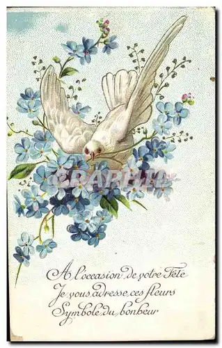 Cartes postales Fantaisie Fleurs Colombe