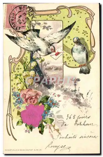 Cartes postales Fantaisie Fleurs Colombes