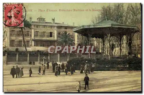 Cartes postales Toulon Place d&#39armes Prefecture maritime maritime et le kiosque (carte toilee)