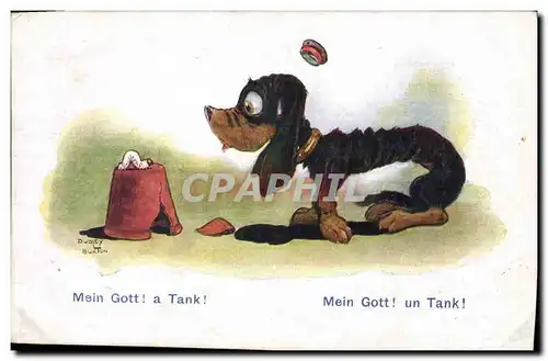 Ansichtskarte AK Chien Chiens Basset Mein Gott ! A tank !