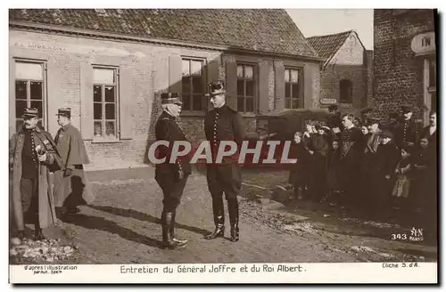 Cartes postales Militaria Entretien du General Joffre et du roi Albert