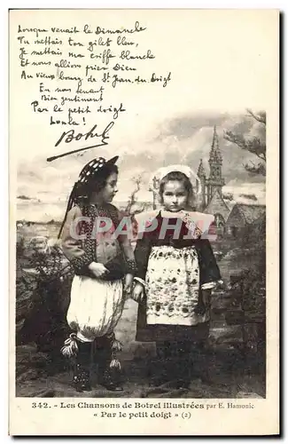 Cartes postales Folklore Les chansons de Botrel Par le petit doigt Enfants