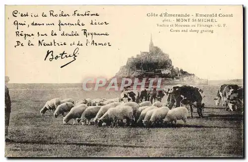 Cartes postales Botrel Mont St Michel Moutons Vaches