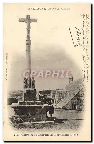 Cartes postales Folklore Bretagne Calvaire et chapelle de Port Blanc
