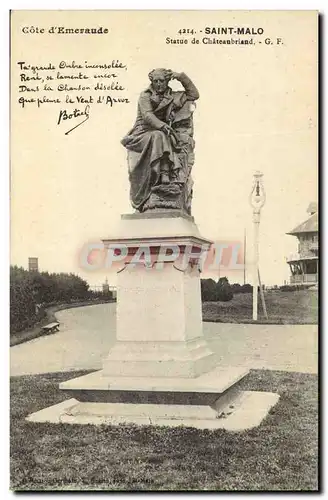 Ansichtskarte AK Botrel St Malo Le Grand Be Statue de Chateaubriand