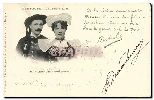 Ansichtskarte AK Folklore Bretagne M et Mme Theodore Botrel