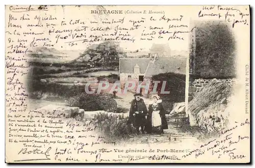 Cartes postales Folklore Vue generale de Port Blanc l&#39escalier qui monte a la chapelle