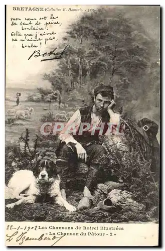 Cartes postales Folklore Bretagne Botrel La chanson du patour Chien