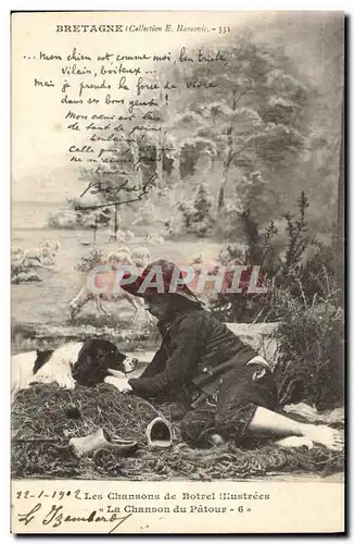 Cartes postales Folklore Les chansons de Botrel La chanson du patour Chien