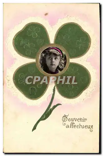 Cartes postales Fantaisie Fleurs Enfant Trefle