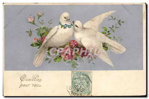 Cartes postales Fantaisie Fleurs Colombes