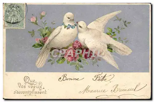 Cartes postales Fantaisie Fleurs Colombes