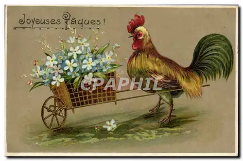 Cartes postales Fantaisie Fleurs Coq