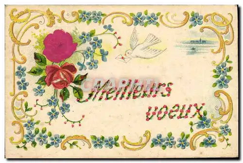 Cartes postales Fantaisie Fleurs Colombe