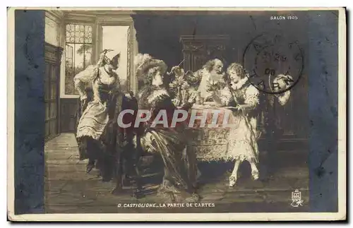 Cartes postales Salon 1905 Castiglione La partie de cartes