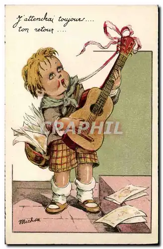 Cartes postales Fantaisie Illustrateur Enfant Guitare