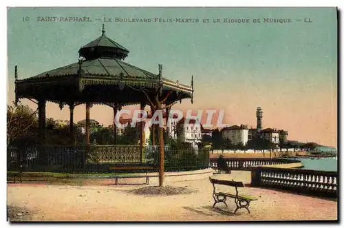 Cartes postales Kiosque Saint Raphael Le boulevard Felix Martin et le kiosque de musique