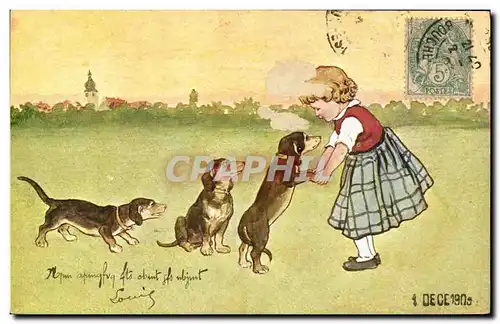 Cartes postales Chien Chiens Bassets Enfant