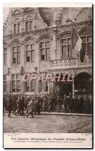 Cartes postales Militaria Une journee historique de l&#39amitie Franco belge le roi Albert 1er Mr Poincare et le