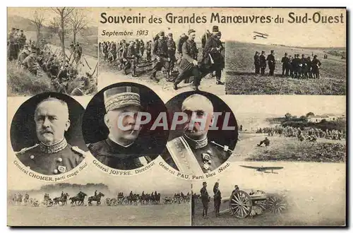 Cartes postales Militaria Souvenir des Grandes Manoeuvres du Sud Ouest General Chomer Joffre Pau