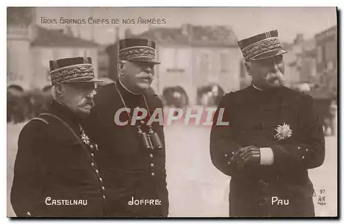 Cartes postales Militaria Castelnau Joffre Pau Trois grands chefs de nos armees