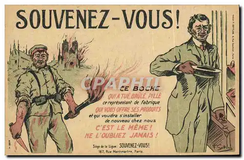 Cartes postales Militaria Souvenez vous Ce boche