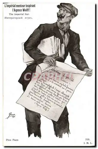 Cartes postales Militaria L&#39imperial menteur inspirant l&#39agence Wolff