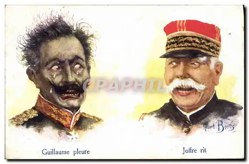Cartes postales Militaria Guillaume pleure Joffre rit