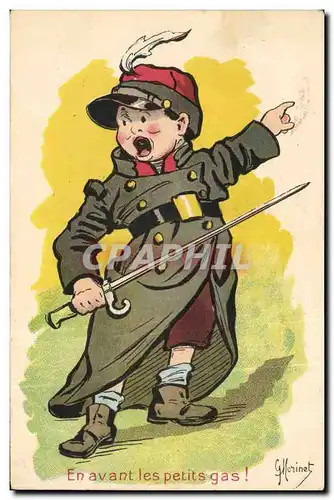 Cartes postales Militaria Enfant En avant les petits gas !