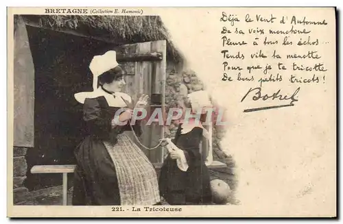 Cartes postales Folklore Bretagne Botrel La tricoteuse