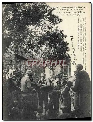 Ansichtskarte AK Folklore Les chansons de Botrel illustrees Bretons tetus