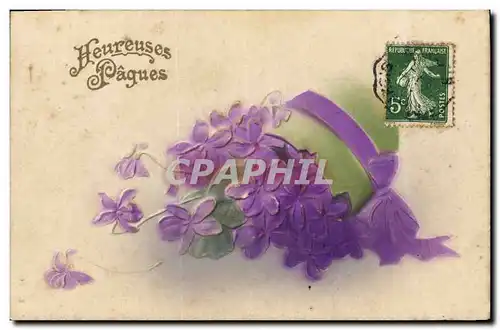 Cartes postales Fantaisie Fleurs Oeuf Paques