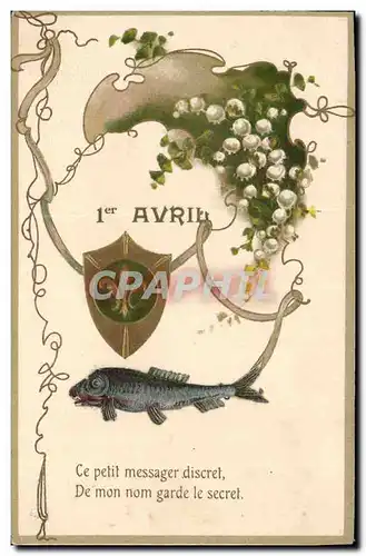 Ansichtskarte AK Fantaisie Fleurs 1er Avril Poisson Muguet