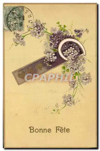 Cartes postales Fantaisie Fleurs Fer a cheval