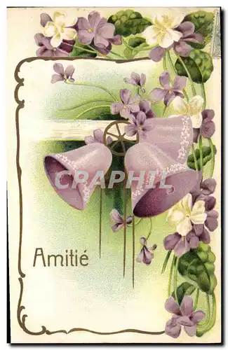 Cartes postales Fantaisie Fleurs Cloches Amitie