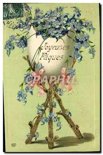 Cartes postales Fantaisie Fleurs Oeuf Paques